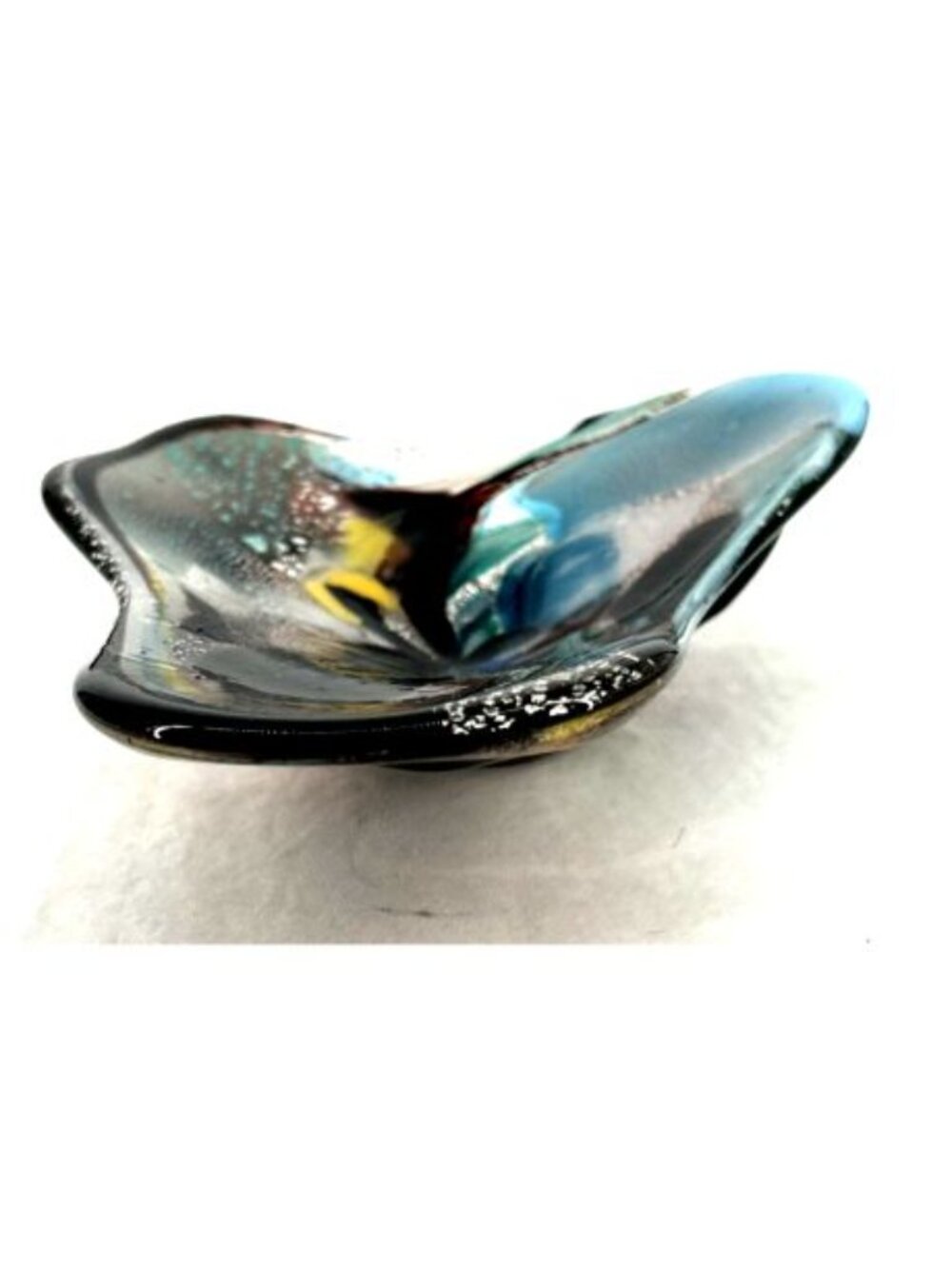 Murano Glass Bowl Freeform Multicolor 11" Art Glass Pottery Italy Vintage - Picture 4 of 6